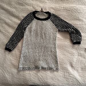 LOFT Navy and grey Striped Crew Neck Sweater